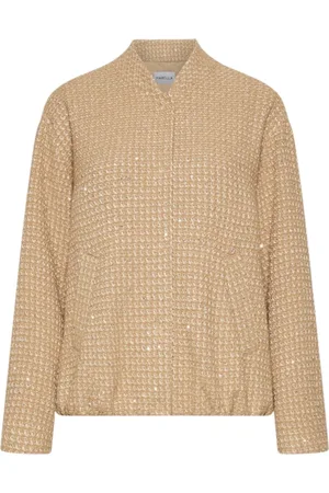 MARELLA Brown Bomber Jacket with Lurex and Sequins