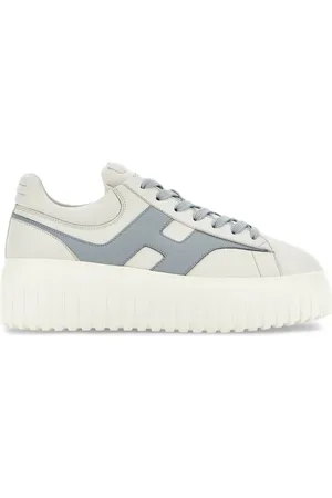 Hogan Striped Trainers in Ivory and Blue