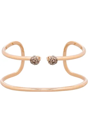 Alexander McQueen Bracelets, female, , S, Skull Thin Raw Bangle Bracelet Gold