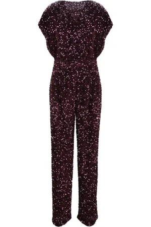 Elisabetta Franchi Jumpsuits, female, , M, Sequin Jumpsuit with Boat Neck