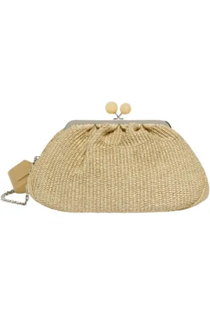 Max Mara Golden Raffia-effect Shoulder Bag