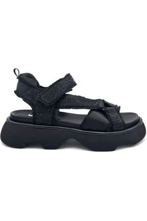 Jeannot Flat Sandals, female, , 3 UK, Satin Sandals with Rhinestones