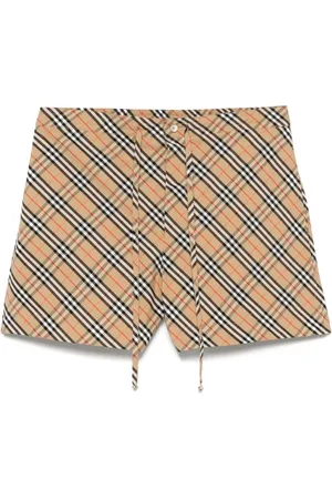 Burberry Check Cotton Shorts with Drawstring Waist