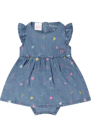 Guess Sets, female, , 12 M, Chambray Bodysuit Dress for Baby Girls