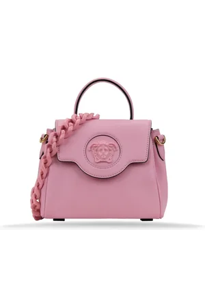 VERSACE Leather Shoulder Bag Magnetic Button