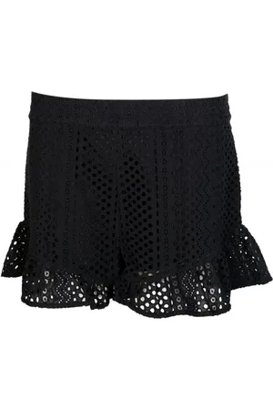 Emporio Armani Navy Lace Shorts with Floral Pattern