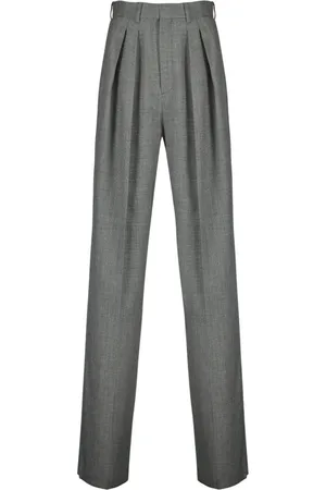Saint Laurent Grey Wool Wide Leg Trousers