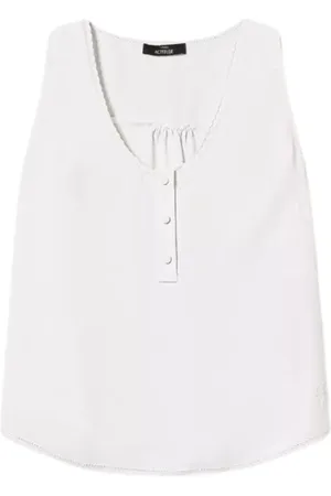 Twin-Set Sleeveless Tops, female, , S, Ivory Sleeveless Crêpe Top
