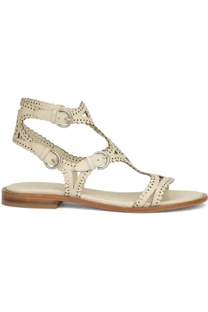 Ash Flat Sandals, female, , 3 UK, Ivory Perforated Leather Sandals