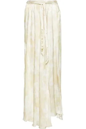 FORTE FORTE Maxi Skirts, female, , S, Green Print Satin Skirt