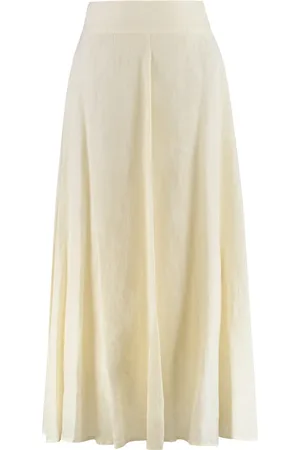 120% Lino Midi Skirts, female, , M, Linen Skirt with Matched Petticoat