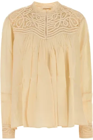BODE Blouses, female, , S, Cream Satin Threadwork Blouse
