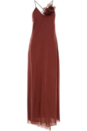 BLUMARINE Maxi Dresses, female, , S, Brick Crepe Dress for Women