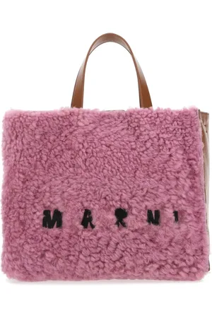 Marni Tote Bags, female, , ONE SIZE, Two-tone Leather and Teddy Shopping Bag