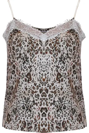 Kocca Sleeveless Tops, female, , S, Animal Print Lace Insert Top