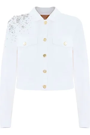 Kocca Denim Jackets, female, , M, Shiny Appliqué Cropped Cotton Jacket