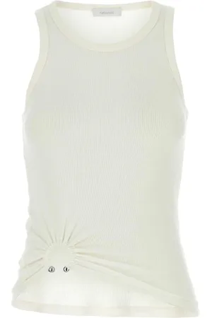 Paco rabanne Sleeveless Tops, female, , XS, White Stretch Cotton Tank Top