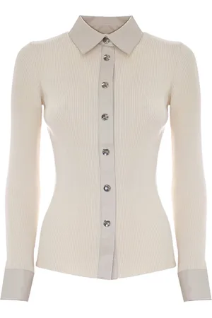 Kocca Cardigans, female, , M, Ribbed Viscose Jumper with Shirt Collar