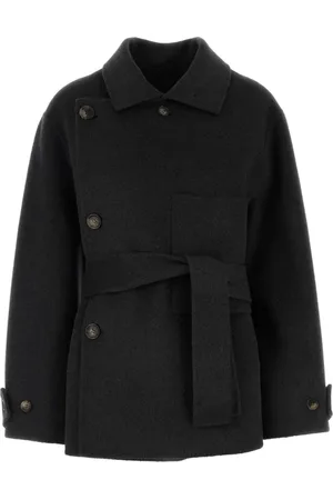 Serafini Belted Coats, female, , S, Charcoal Wool Coat