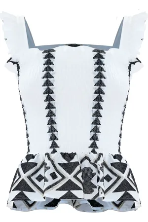 Kocca Sleeveless Tops, female, , XS, Ruffled Cotton Top with Gathered Waist