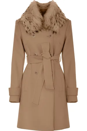 Kocca Belted Coats, female, , M, Fur Collar Double-Breasted Coat