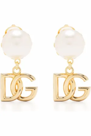 Dolce & Gabbana Pearl Logo Charm Earrings