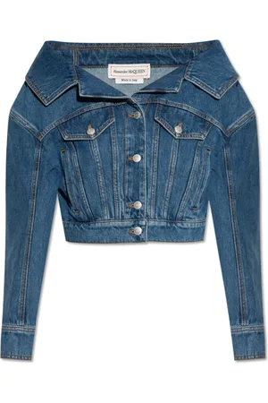 Alexander McQueen Denim Jackets, female, , 2XS, Off-the-shoulder denim jacket