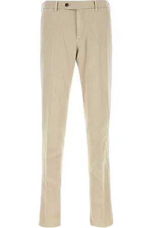 PT Torino Chinos, male, , XL, Sand Linen Blend Stretch Trousers