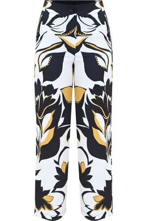 Kocca Straight Trousers, female, , M, Exotic Pattern Wide-Leg Trousers with Pockets