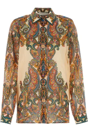 ZIMMERMANN Shirts, female, , M, Oversize Printed Ramie Ottie Shirt