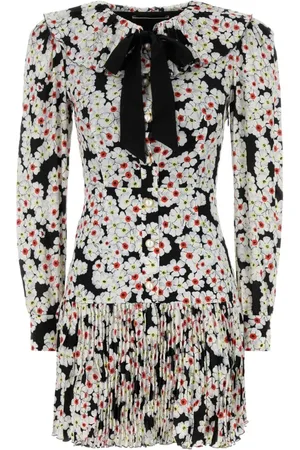 Alessandra Rich Short Dresses, female, , XS, Silk Mini Dress with Print