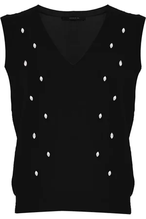 Kocca V-neck Knitwear, female, , L, Rhinestone Embellished Wool Cable Knit Jumper