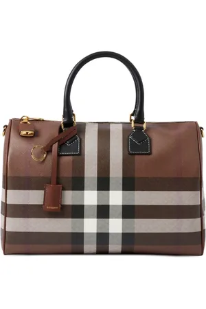 Burberry Handbags, female, , ONE SIZE, Medium Check-Pattern Leather Bowling Bag