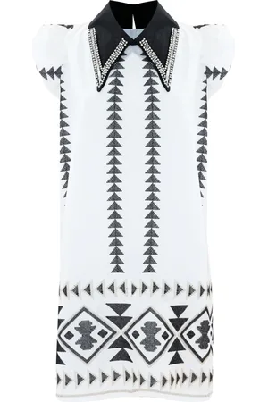 Kocca Patterned Mini Dress with Rhinestone Collar