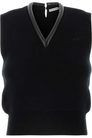 Alexander Wang V-neck Knitwear, female, , S, Leather Tubular V-Neck Knitwear Vest