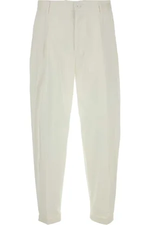 Dolce & Gabbana Wide Trousers, male, , S, White Stretch Gabardine Pant