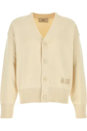 Ami Cardigans, male, , L, Cream Cotton Blend Cardigan Knitwear
