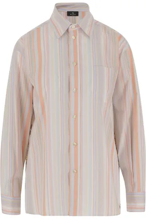 Etro Shirts, female, , S, Striped Cotton Shirt with Floral Back