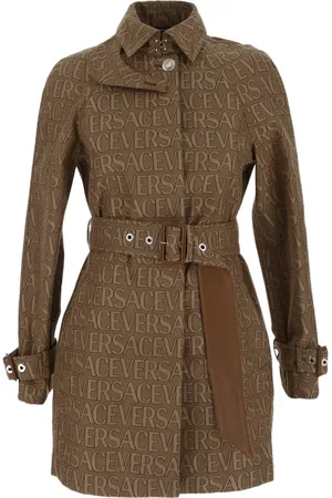VERSACE Logo Canvas Trench Coat