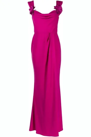 Marchesa Notte Orchid Floral Applique Gown