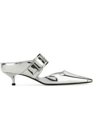 Alexander McQueen Heeled Mules, female, , 4 UK, Silver Punk Pumps