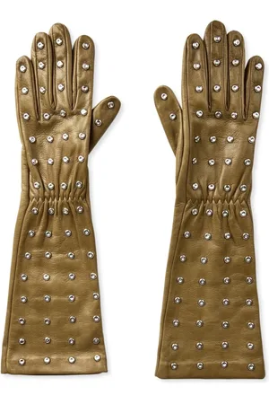 Bottega Veneta Gloves, female, , 7 1/2 IN, Embossed Logo Studs Leather Gloves