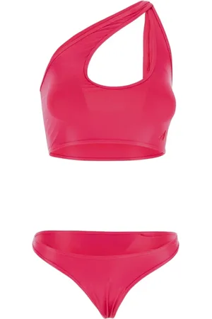 The Attico High-Shine Crossover-Strap Bikini Set