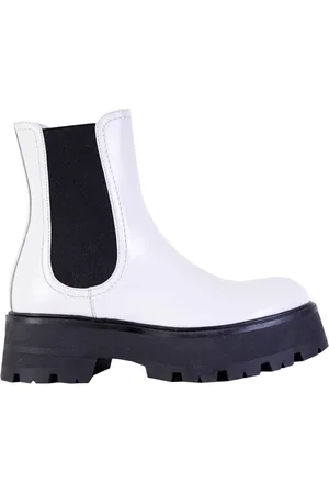 Alexander McQueen White and Leather Chelsea Boots