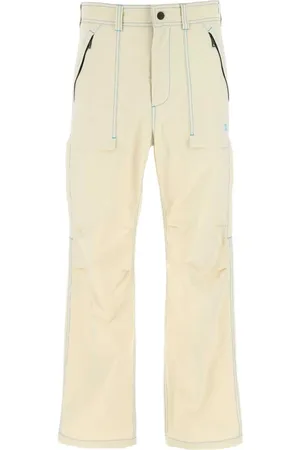 Msgm Straight Trousers, male, , L, Ivory Polyester Cargo Pant