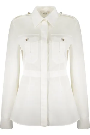 Alexander McQueen Shirts, female, , XS, Classic Cotton Shirt with Embellished Buttons