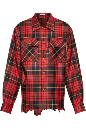 Alexander McQueen Casual Shirts, male, , M, Tartan Check Distressed Shirt