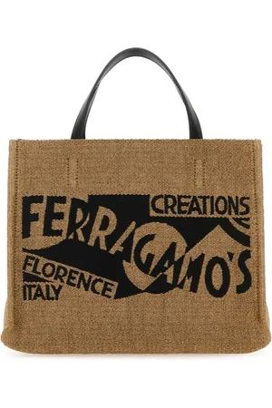 Salvatore Ferragamo Raffia TT Sign Shopping Bag