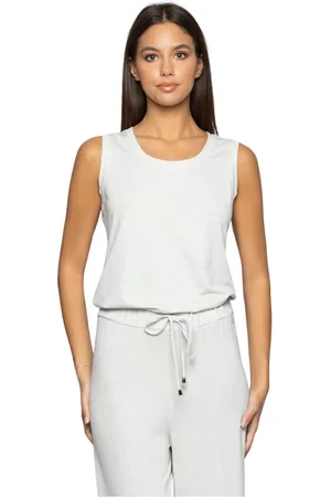 Kocca Sleeveless Tops, female, , XS, Shiny Viscose Round Neck Vest Top