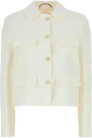 ERMANNO SCERVINO Denim Jackets, female, , S, White Crepe Blazer for Women